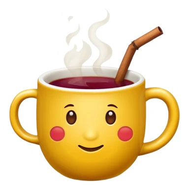 a yellow mug with steaming mulled wine without face

 sticker