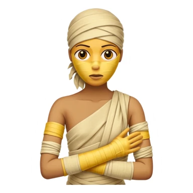 mummy wrapped in yellowed bandages, one arm stretched forward.
 sticker