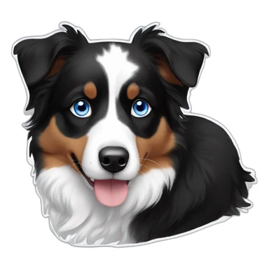 miniature black, white and fire with blue eyes australian shepherd sticker