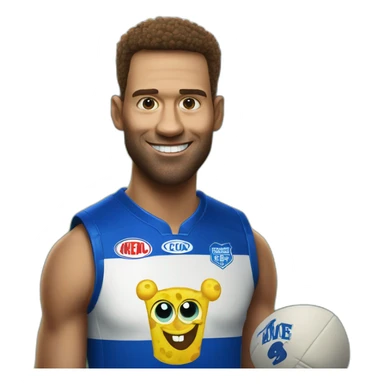 spongebob wearing a north melbourne kangaroos AFL jersey sticker