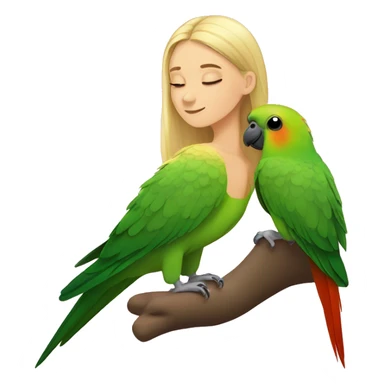 Green cheeked conure napping with blonde girl sticker