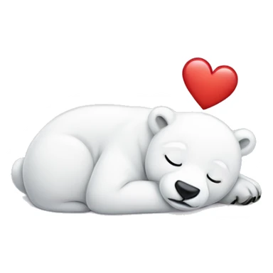 Baby polarbear sleeping with a heart sticker