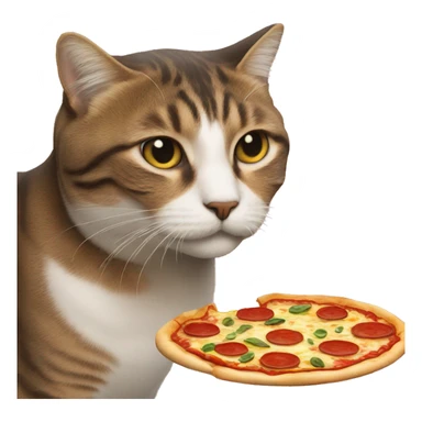 Un chat qui mange une pizza  sticker