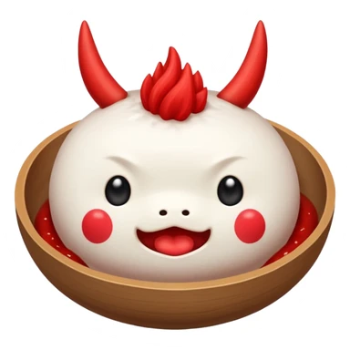 Un mochi japonés con cuernos y rabo de diablo  sticker