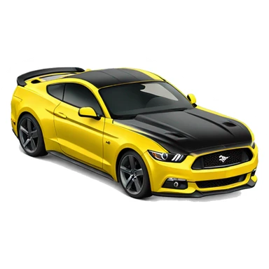 Create me an emoji of a 2015 Mustang GT, yellow with tinted windows and windshield. black wheels. No stripes sticker