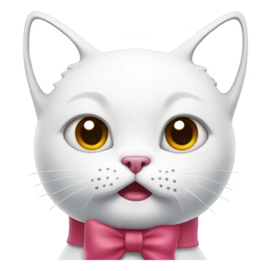 A white cartoon cat hello k with a red bow on its left ear, looking disgusted, a pink liquid out of his mouth sticker