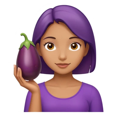 Girl holding egg plant  sticker