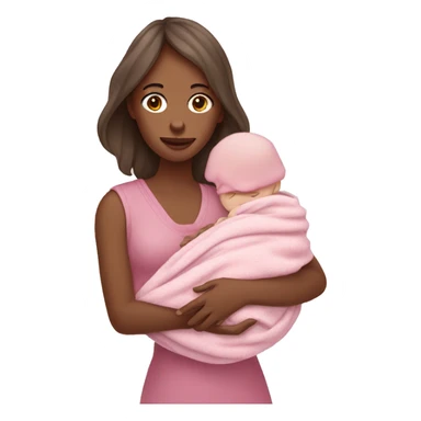 Pale while woman holding a baby in a pink blanket sticker
