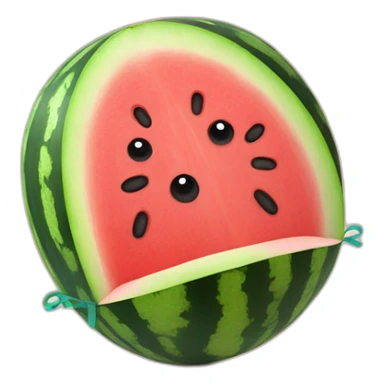 watermelon with rubber bands wrapped around it sticker