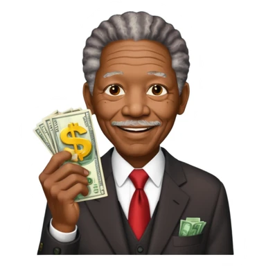 morgan freeman holding money sticker