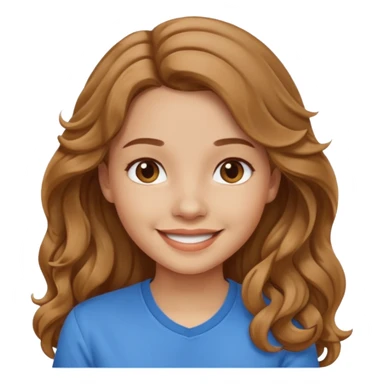 Please generate a portrait of a pretty girl with long, wavy, light brown hair., she's smiling. sticker