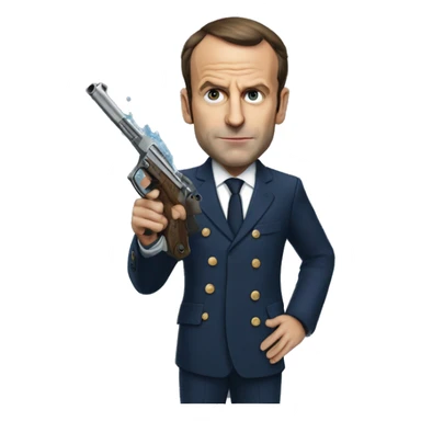 Emanuel macron avec un pistolet à eau sticker