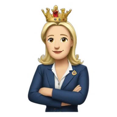 Politician Marine-Le-Pen with a crown sticker