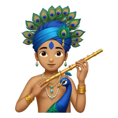 Krishna Flute and peacock feather sticker