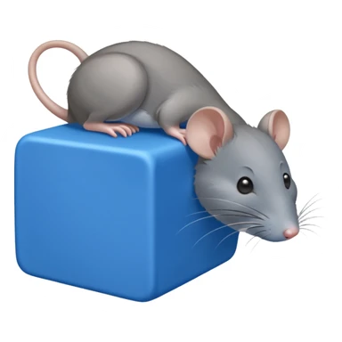 raton gris comiendo bloque azul sticker