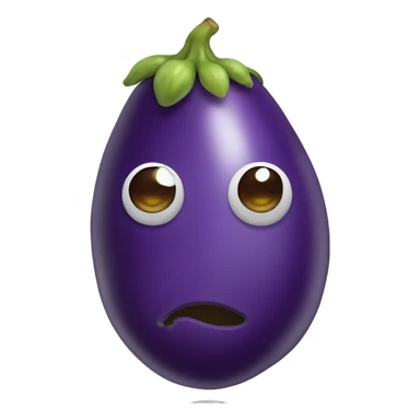 Normal eggplant emoji with two grapes underneath it sticker