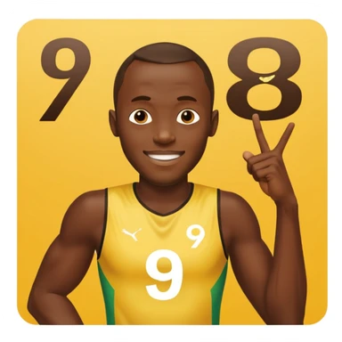 usain bolt with a pannel behind him with 9.58 behind him sticker