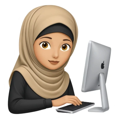 hijabi woman using desktop computer sticker