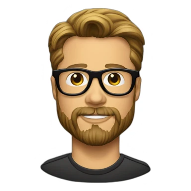 Brad Pitt with beard and spectacles (black frame) sticker