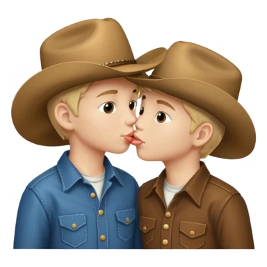 2 boys kissing with cowboy hats sticker