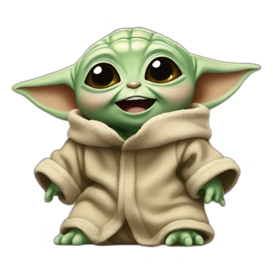 baby yoda laughing with tears sticker