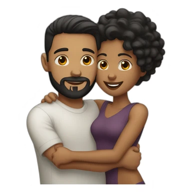 White-man-with-a-smooth-black-hair-cut-fade-and-a-black-beard-hugging-a-black-woman-with-long-brown-waved-hair sticker