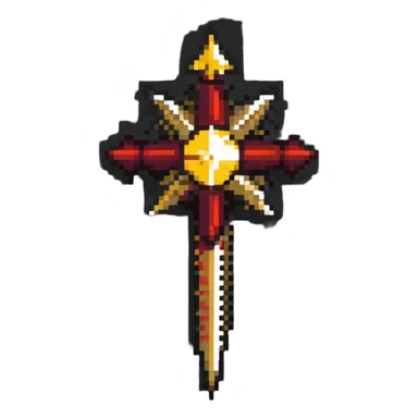 Medieval morning star weapon with red and gold spikes sticker