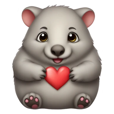 Cute wombat with heart sticker