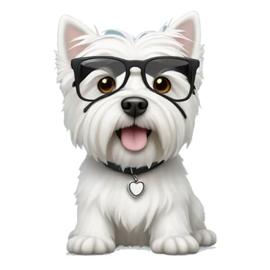 west highland white terrier with black glasses sticker