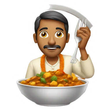 indian man eating curry sticker