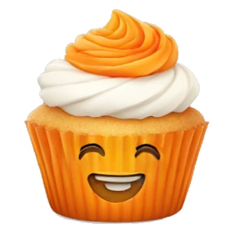 Orange cupcake with a happy face sticker