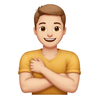 Arms crossed holding a neck laughing sticker