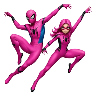 spider man and spider women pink sticker