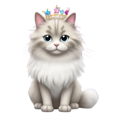 fluffy cat with a tutu and tiara sticker