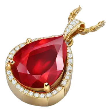 red tear ruby necklace with chain emoji floating moving chain  sticker