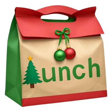 christmas paper lunch bag with the word lunch on it sticker