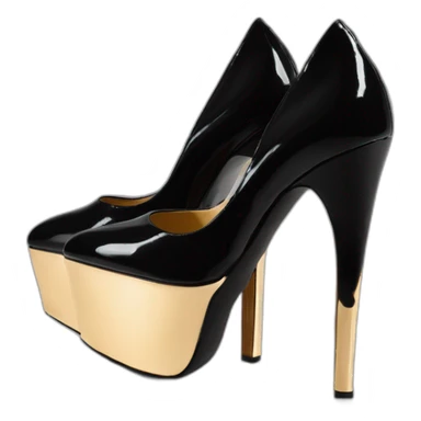 One view back Black Patent Leather Daffodile Platform Heels sticker