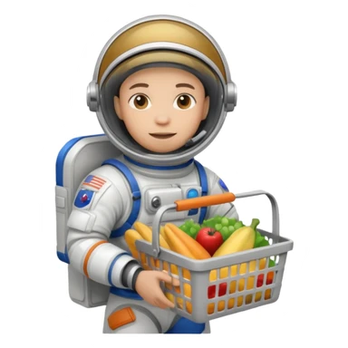 astronauta con canasta para hacer compras vacía sticker