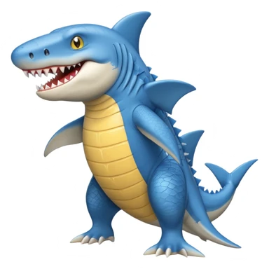 Appearance: The character is predominantly blue with a lighter belly and yellow eyes.
Features: It has large teeth, a shark-like fin on its back, and a tail.
Attire: The crocodile is wearing a pair of light blue and white sneakers.
Pose: It is standing upright on its hind legs. sticker