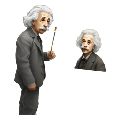 albert einstein painter easel painting a paintings and painting near him sticker
