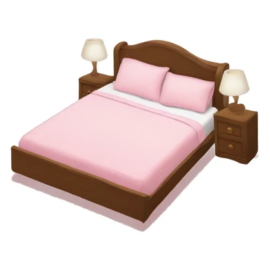double bed with pink sheets and duvet and pink and white cushions  sticker