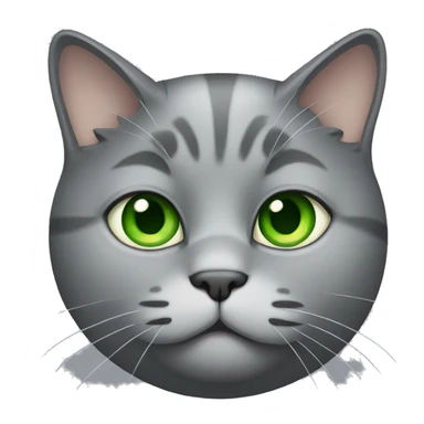 Fat Grey cat with green eyes  sticker