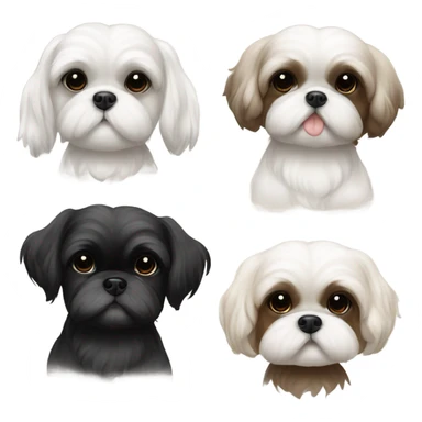 Shitz Tzu Beautiful two big faces black and white Puppies sticker