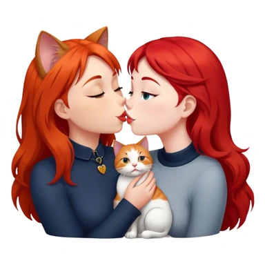 british cat kisses a red hair girl sticker