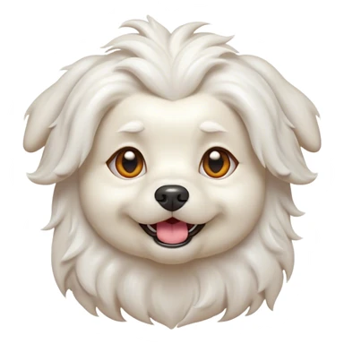 Cinematic Comical Wavy-Haired Maltese Dog Portrait Emoji, Head tilted dramatically with an exaggeratedly amused or surprised expression, featuring a silky, wavy-haired white coat with a playful sheen, wide, expressive dark eyes filled with exaggerated disbelief, Simplified yet hilariously expressive features, highly detailed, glowing with a slightly sassy glow, high shine, dramatic yet playful, stylized with an air of cheeky charm, bright and endearing, soft glowing outline, capturing the essence of a spirited and over-the-top companion, so meme-worthy it feels like it could side-eye its way into internet fame instantly! sticker