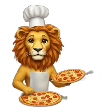 lion cook new year pizza sticker