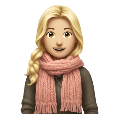 Beautiful finish blonde girl knitting scarf  sticker