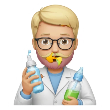 blonde bearded man with glasses with baby bottle sticker