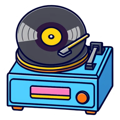 retro record player with disco vinyl sticker