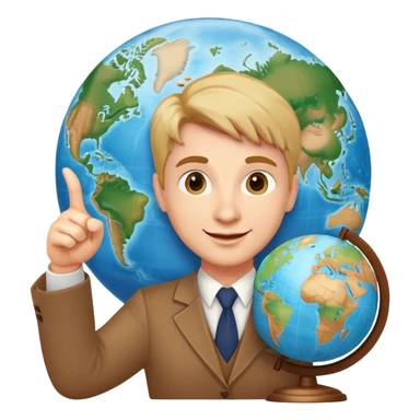 English teacher pointing to a globe, friendly expression sticker